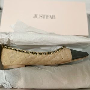 JustFab Coco chain cream detail flats